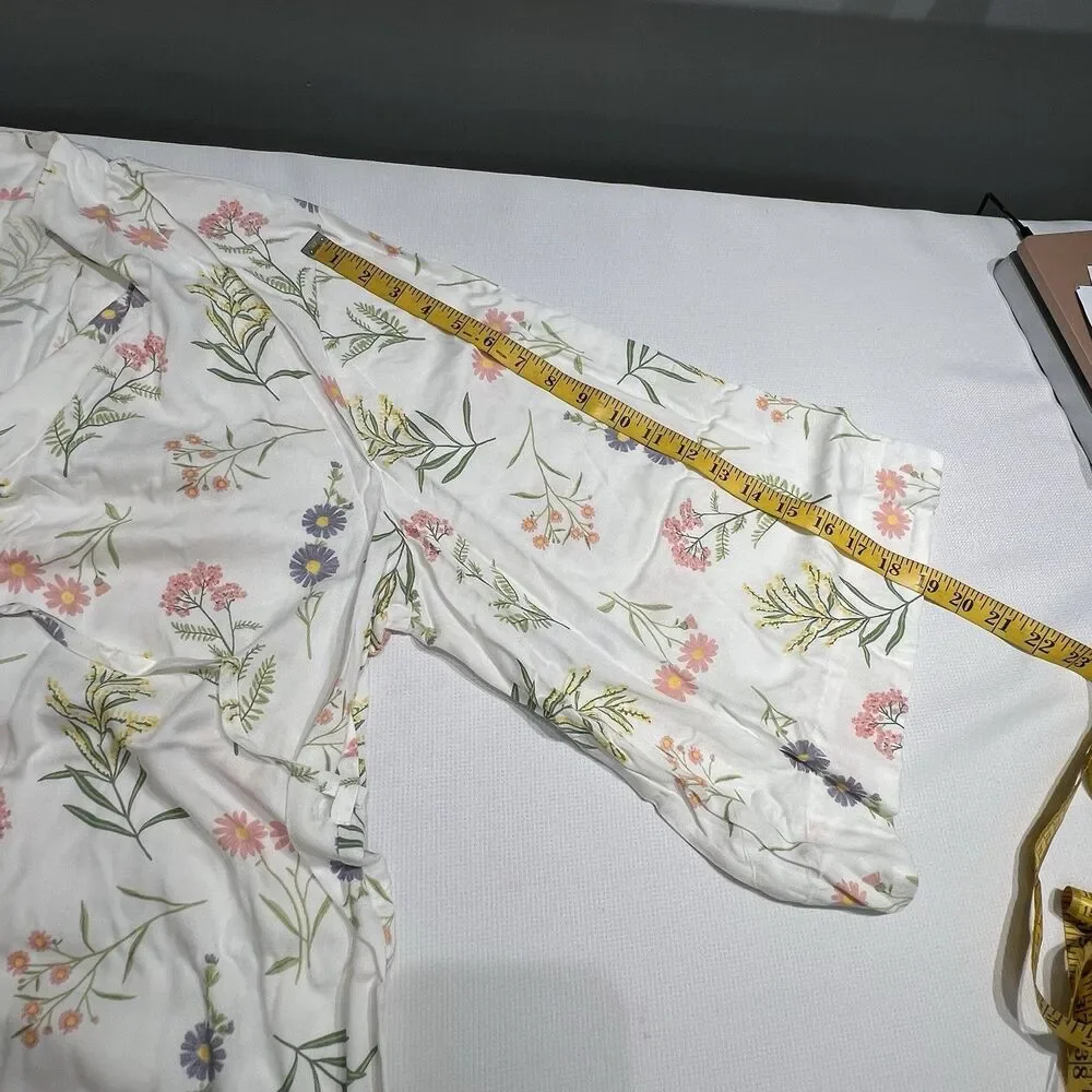 Piyama Womens Short Kimono Robe Sz XXXL Wild Flower Bloomcore Spring Romantic